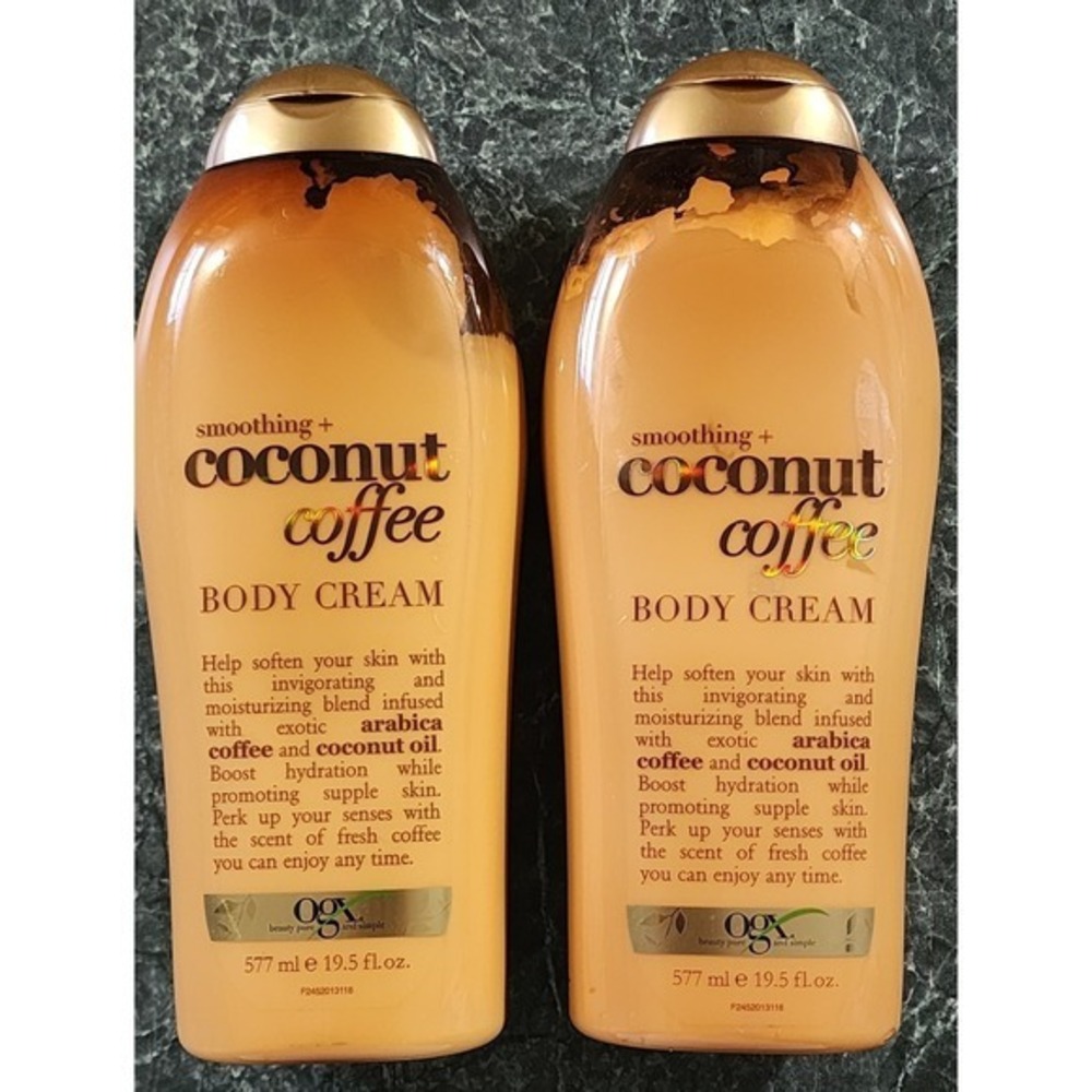 (Lot 2) New OGX Smoothing + Coconut Coffee Body Cream Lotion 19.5 oz each